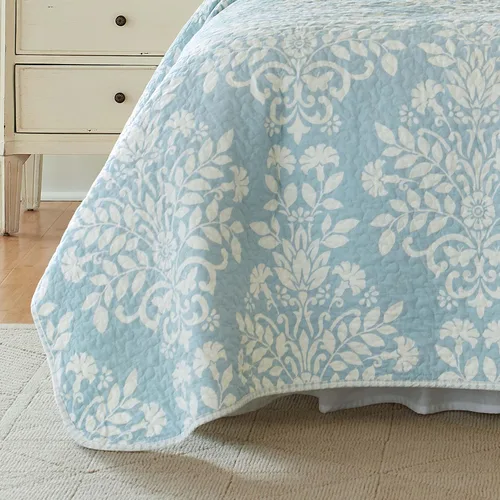 Miniatura 7 de Juego de edredón Laura Ashley, color azul., Algodón, Azul brisa, gemelo