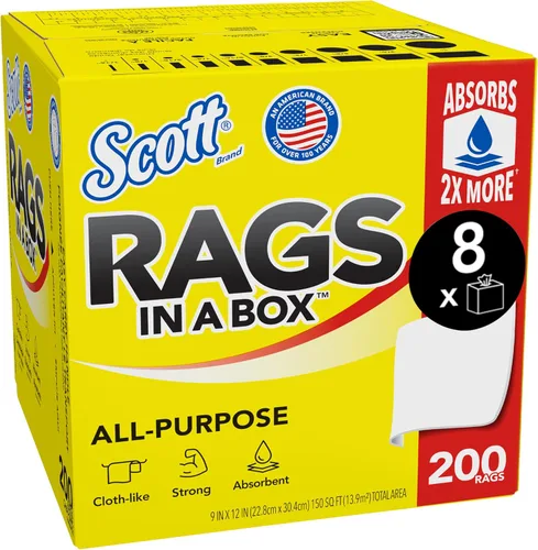 Caja de toallas multiuso blancas de la marca Scott, referencia 75260, 200 unidades, paquete de 8 cajas, Blanco, 1600