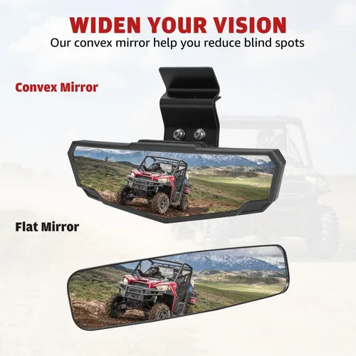Miniatura 4 de HAKA TOUGH Espejo retrovisor central para Can Am Defender/Polaris Ranger, UTV Espejo retrovisor ancho convexo para Ranger 570 900 xp 1000 Crew