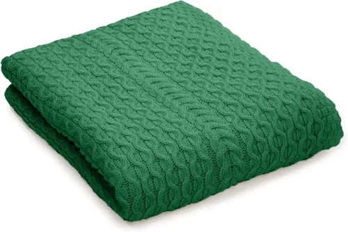 Miniatura 2 de SAOL Manta de cama tamaño King Irish Aran de lana merina suave, 92 x 78 pulgadas (verde)