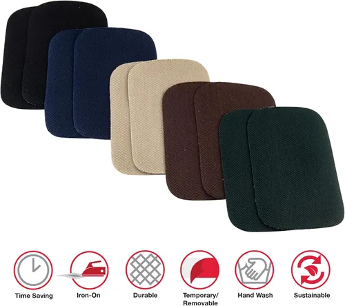 Miniatura 2 de SINGER Parches de sarga para planchar, 2 x 3 pulgadas (10 unidades, colores oscuros surtidos)