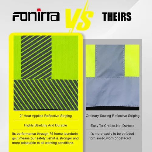 Miniatura 6 de FONIRRA Camisetas reflectantes de seguridad de alta visibilidad para hombres con manga larga ANSI clase 2 (amarillo, 3XL)