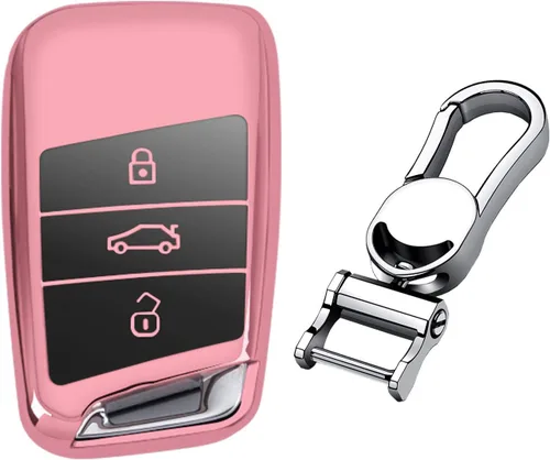 Miniatura 12 de Hombres Mujeres Cuero Genuino Llavero Funda para Volkswagen Arteon Atlas Golf Alltrack Jetta GLI Passat Taos SEL para Tiguan para Skoda Kodiaq