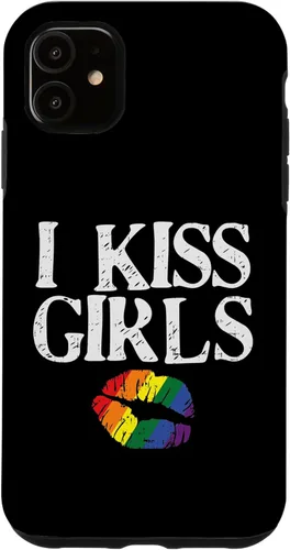 iPhone 11 I Kiss Girls Rainbow Lips Gay Lesbian Pride Flag LGBT estuche de regalo