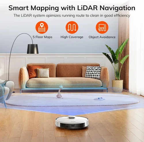 Miniatura 3 de ILIFE Aspiradora robot A30s, aspiradora robótica de succión máxima de 10000 Pa con navegación LiDAR, mapeo del hogar, zona prohibida, 150 minutos