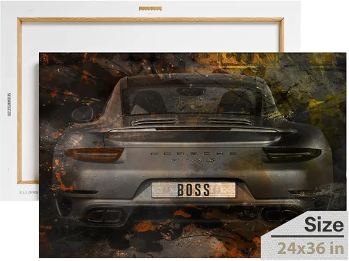Miniatura 40 de Arte de pared motivacional para la oficina, lienzo de arte de súper auto, decoración automotriz inspiradora para los amantes de Porsche Sportscar