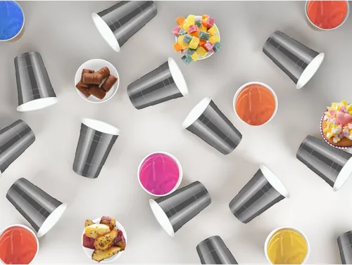 Miniatura 4 de 120 vasos de plástico grises para Año Nuevo, vasos desechables de plástico de 12 onzas, tazas de fiesta grises para beber, degustaciones servidas