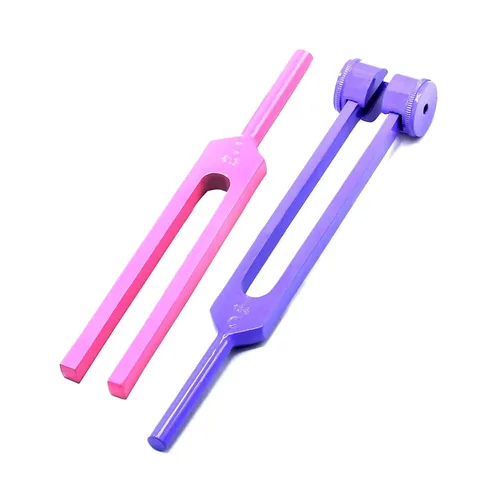 Juego de 2 diapasones de afinación para violín musical estándar, 128 Hz y 512 Hz (morado y rosa), diapasones de afinación de grado médico, aleación