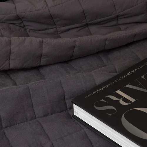 Miniatura 4 de Best Home Fashion Edredón de lino y algodón con diamantes, elegancia casual, ropa de cama ligera y elegante, manta, individual, gris, 86 pulgadas