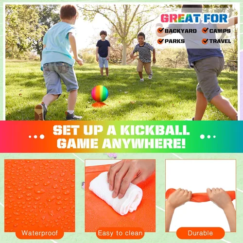 Miniatura 7 de Jenaai El juego de 9 piezas de kickball deportivo incluye 2 piezas de Kickball, 5 bases de marcador y bomba de baloncesto, fútbol, béisbol, tenis