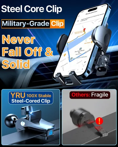 Miniatura 5 de YRU [True Upgrade for Safety Car Phone Holder Mount [Patent & Military-Grade] Dashboard Cell Phone Holder for Car Vent Windshield Phone Stand for