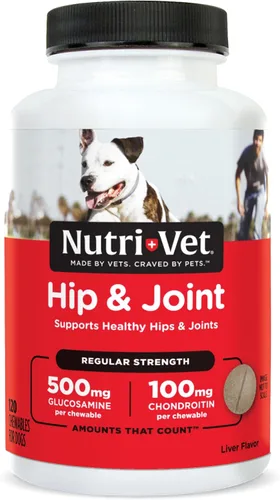 Miniatura 10 de Nutri-Vet Suplementos para perros de fuerza regular para cadera y articulaciones, formulados con glucosamina condroitina, suministros para mascotas