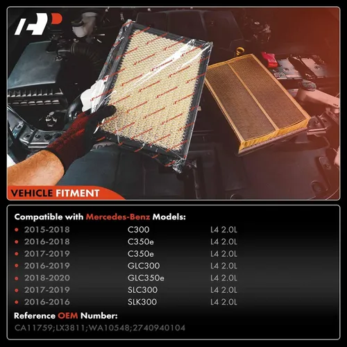 Miniatura 5 de Filtro de aire de motor A-Premium compatible con Mercedes-Benz C300 2015-2018, C350e 2016-2018, E300 2017-2019, GLC300 2016-2019, GLC350e 2018-2020