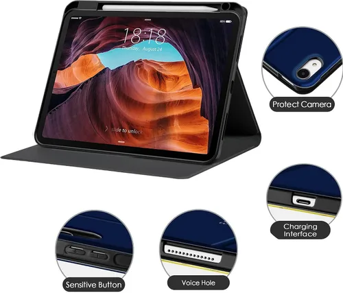 Miniatura 6 de Funda giratoria para iPad Air de 11 pulgadas (M3/M2-2025/2024), iPad Air de 4ª/5ª generación 2022/2020 de 10.9 pulgadas, funda de piel sintética