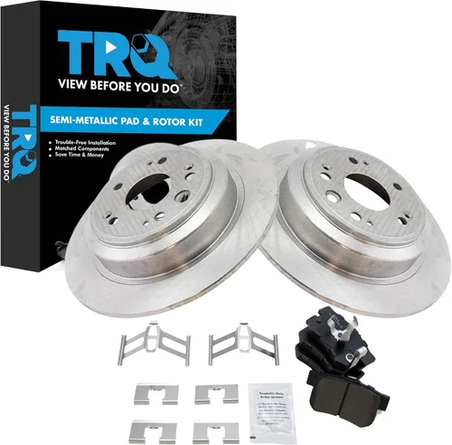 Miniatura 75 de TRQ Juego de pastillas de freno semimetálicas traseras y rotores compatibles con Chevrolet Trailblazer 02-06 Trailblazer EXT 04-06 SSR 02-07 GMC