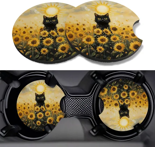Miniatura 45 de Posavasos para automóvil, paquete de 2 posavasos para automóvil, 2.75 pulgadas, antideslizantes y absorbentes, para portavasos de automóvil