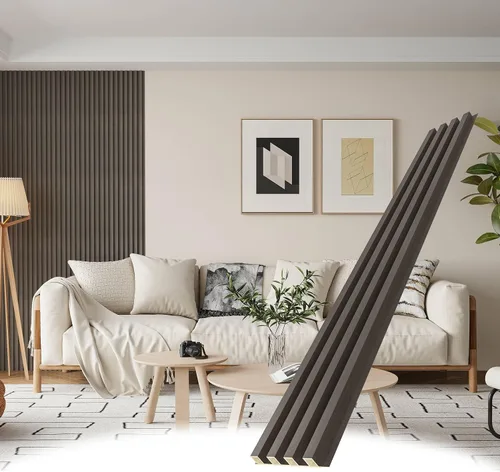 POHARE WPC - Paneles de pared de listones, 8 unidades de 95 x 6 pulgadas, listones decorativos de madera acústica para pared y techos, paneles