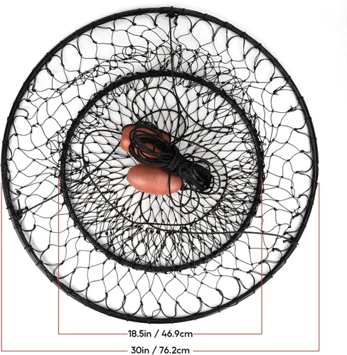 Miniatura 5 de QualyQualy Trampa para anillo de cangrejo de 30 pulgadas, redes de cangrejo resistentes de 4.4/9.5 libras, red de cangrejo para muelle de cangrejo