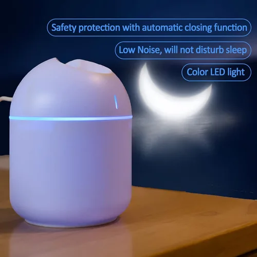 Miniatura 7 de Humidificador pequeño humidificador de aire de niebla fría, funcionamiento silencioso, apagado automático, mini humidificador con luz LED