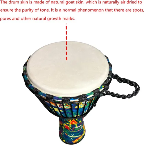 Miniatura 5 de Tambor Djembe Instrumentos Musicales de 10 pulgadas Tambores de mano, tambores africanos para adultos, regalos para músicos (limón)