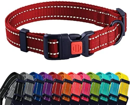 Miniatura 49 de CollarDirect Collar reflectante para perro o cachorro pequeño, mediano y grande con hebilla de liberación rápida, para machos y hembras, nailon Rojo