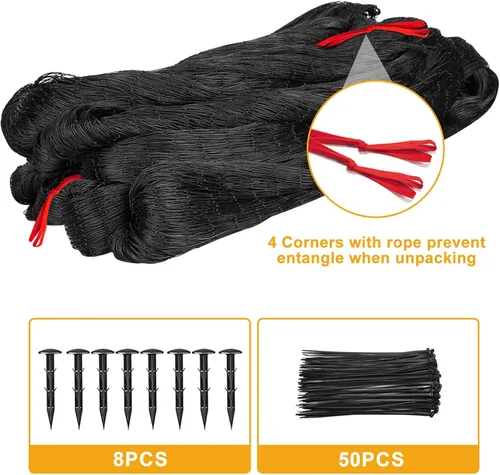 Miniatura 2 de BSTPCOO Red para pájaros para gallinero, 25 x 50 pies con malla cuadrada de 2.4 pulgadas, redes de nailon resistentes para jardín, redes de árboles