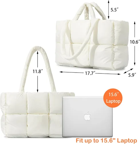 Miniatura 5 de Herald Bolso de mano acolchado grande para mujer, bolso de hombro acolchado de algodón ligero para el invierno