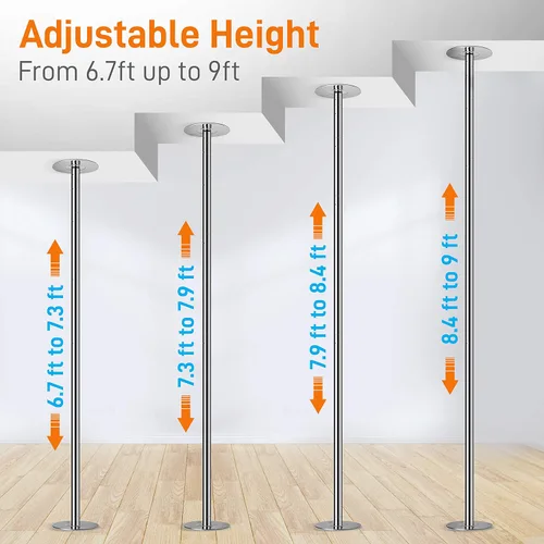 Miniatura 3 de SereneLife Professional Spinning Dance Pole, 45mm Portable Exercise Pole for Fitness – Durable Steel Build, Anti-Rust Finish, Suitable for Home