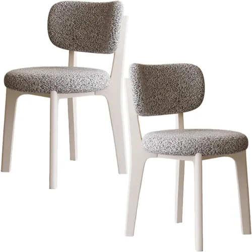 Miniatura 54 de YVYKFZD Solid Wood Dining Chairs, Fabric Dining Room Chair Set of 2/4/6, Upholstered Kitchen Chairs with Curved Backrest, Armless Living Room Chair