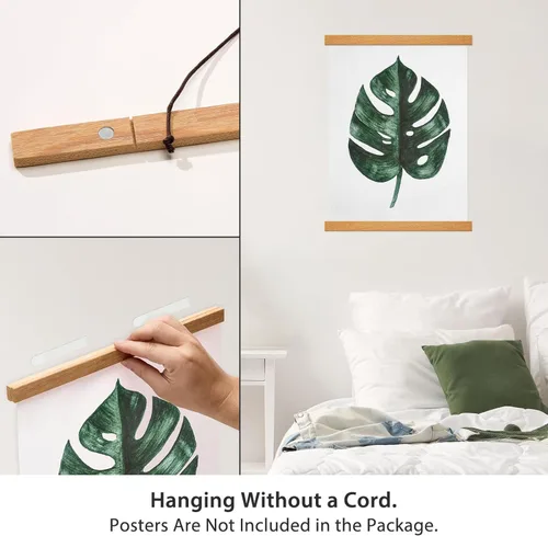 Miniatura 9 de Colgador magnético para póster con marco para 24x36 24x30 24x32 pósters de películas y música, marcos de madera de teca para lienzo grande, mapa