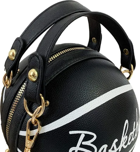 Miniatura 3 de Fozehlad Bolso de hombro en forma de baloncesto para mujer, lindo mini bolso cruzado para niñas, bolso de mensajero de cuero PU redondo monedero