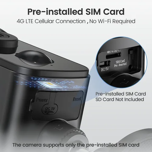 Miniatura 4 de Cámara de seguridad celular inalámbrica para exteriores, sin necesidad de WiFi, alimentada por batería y energía solar, magnética, detección humana