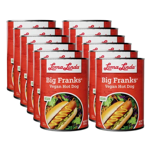Alternativa vegana de carne a base de plantas para perros calientes – Loma Linda Big Franks, latas de 15 onzas (paquete de 12) – Franks sin carne