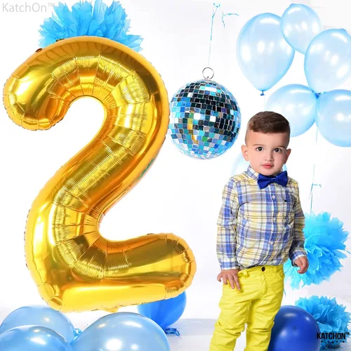 Miniatura 1037 de KatchOn, Globo grande azul número 2 de 40 pulgadas Decoraciones de cumpleaños de Baby Shark para niño de 2 años Globo azul número 2 Globo