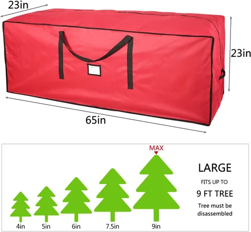 Miniatura 4 de Bolsa de almacenamiento para árbol de Navidad Sattiyrch, se adapta a árboles artificiales de hasta 9 pies de altura, contenedor resistente de lona