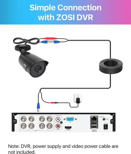 Miniatura 5 de ZOSI Paquete de 4 cámaras de seguridad para el hogar de 1080p con grabación de audio, micrófono integrado, 2MP 1920TVL HD-TVI Cámaras CCTV