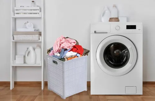 Miniatura 7 de Eslite Cestas de plástico plegables para la ropa sucia de 42 litros, cesta plegable para la ropa, paquete de 2 unidades (blanco)
