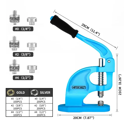 Miniatura 2 de Kit de herramientas de perforación de máquina de ojales de alta resistencia con 3 troqueles y 900 ojales, perforación, ahorro de mano de obra