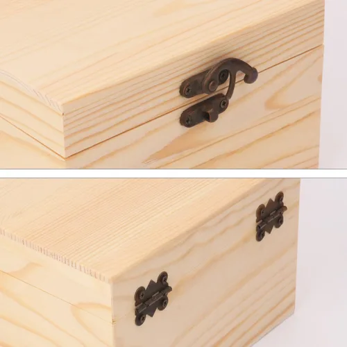 Miniatura 3 de Paquete de 8 cajas de madera de pino liso, 6 x 6 x 4 pulgadas con tapa con bisagras para manualidades y fines decorativos