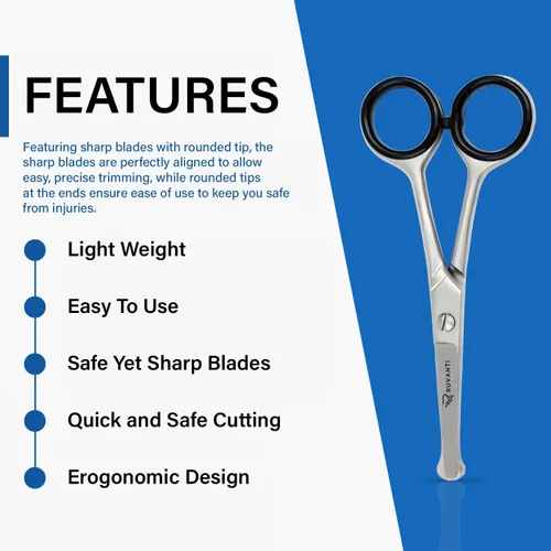 Miniatura 4 de Ruvanti Tijeras de corte de pelo para niños de 5.2 pulgadas, tijeras de peluquería de punta redondeada de seguridad para niños, bebés y recorte