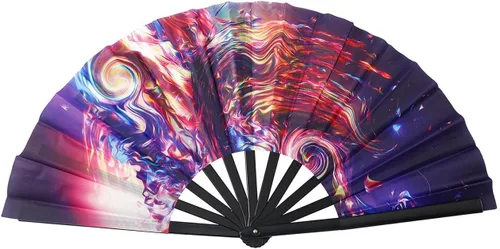Miniatura 9 de Ventilador plegable que brilla con rayos UV, ventilador de mano de bambú para verano, decoración de mariposa, baile, fiesta, boda, club nocturno