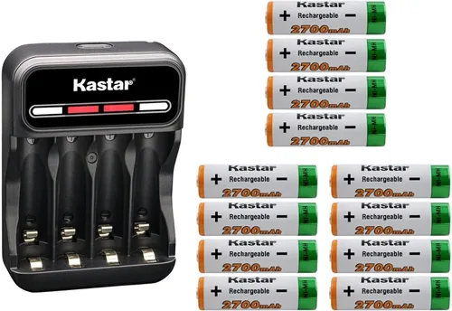 Miniatura 11 de Kastar Paquete de 8 baterías AA de 1.2 V 2700 mAh Ni-MH y cargador USB inteligente CMH4 compatible con cualquier capacidad de baterías AA Ni-CD