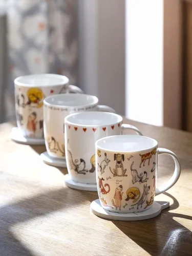 Miniatura 4 de SPOTTED DOG GIFT COMPANY Tazas para perros, juego de 4 tazas de café de 12 onzas, divertidas tazas de té de cerámica con temática de perros, aptas