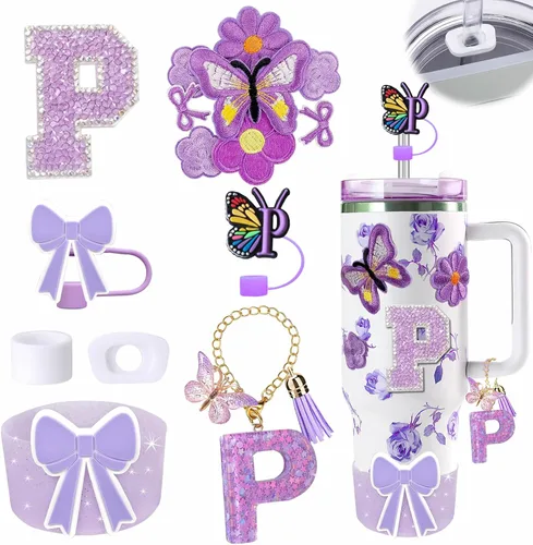 Miniatura 104 de 15 piezas de set de accesorios para vaso Stanley Cup 30oz 40oz con asa, incluye cubierta de pajita de silicona y bota, encanto de asa, encantos