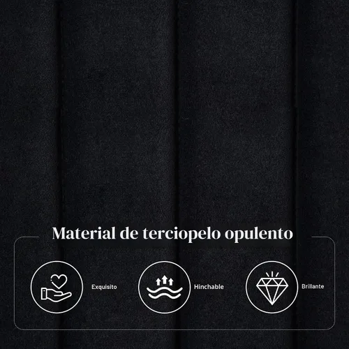 Miniatura 7 de Allewie Base de cama tamaño Queen, plataforma tapizada de terciopelo con cabecera capitonada de canal vertical, base de colchón con listones de Negro