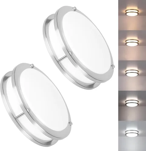 Miniatura 14 de Paquete de 2 Lámparas de Techo Negras, Lámpara de Techo LED de Montaje al Ras de 10 Pulgadas - Luces LED de Baño y Dormitorio Negro Mate
