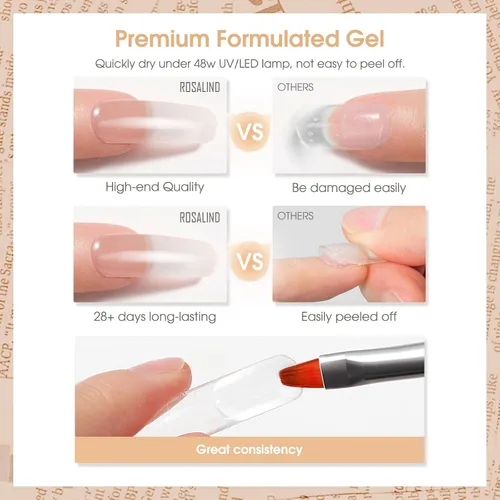Miniatura 6 de Rosalind Gel de extensión de poliéster acrílico transparente, paquete de 2 unidades de gel de uñas de 2.1 onzas líquidas, constructor de uñas