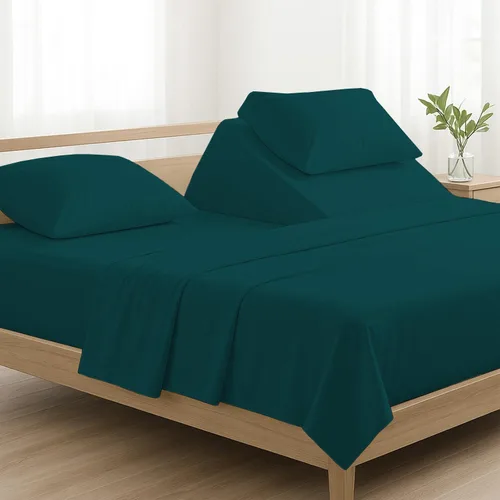 Miniatura 12 de 4 piezas de lujo Split Top Queen 100% algodón egipcio de 800 hilos (ajustable, parte superior flexible tamaño queen) sábanas divididas de 28