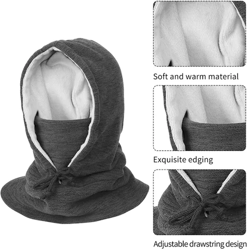 Miniatura 3 de Pasamontañas de forro polar grueso para invierno, resistente al viento, para el cuello, gorros, pasamontañas, talla única
