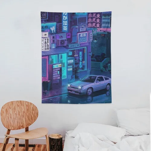 Miniatura 7 de josnmre Jdm Car Ae86 Tokyo Street Neno - Tapiz de pared para dormitorio, arte estético, decoración del hogar, dormitorio, aula, sala de estar, 30 x